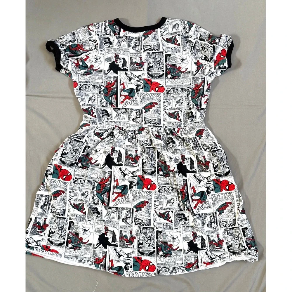 Marvel Women's Spider-Man Comic Print Dress - Black & White with Red Accents - Picture 2 of 6